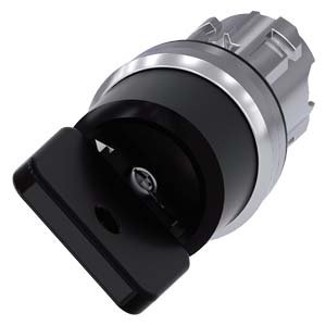 G_IC03_XX_07274i 3SU1050-4HF01-0AA0-Key-operated switch O.M.R, 22 mm, round, metal, shiny, lock number 73034, black, with 2 keys, 2 switch positions O-I, latching, actuating angle 90°, 10:30h/13:30h, Key removal O - Image 1