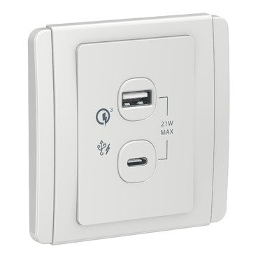 E3032ACQUSB_WW_369 E3032ACQUSB_WW - 21W Type A + Type C, PD+QC3.0 USB Charger, White - Image 1