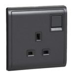 E8215_MB - 13A 250V 1Gang switched socket, Matt Black