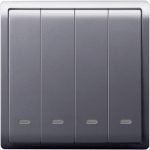 SCHNEIDER E8234L1F_LS Pieno 10AX 250V 4Gang 1way switched with Fluorescent Locator, Lavender Silver