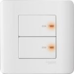 E8432D20-WW - 20 A 2 gang dp switch with neon White Plate + White Surround