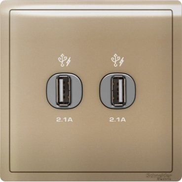 E8232USB_WG_369 SCHNEIDER E8232USB_WG-Pieno - 2 x 2.1A USB Charger - Wine Gold - Image 1
