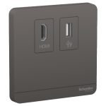 SCHNEIDER E8332HDUSB_DG - AvatarOn, data socket, HDMI + USB, Dark Grey