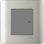 Schneider Zencelo - E8431_1_SA - 16AX 1 Gang 1 Way Full-Flat Switch with Ondicator- Silver Satin