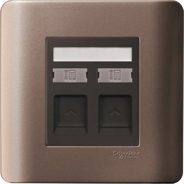 E8432RJS4_SZ_369 Schneider ZENcelo - 2 gang RJ11 telephone outlet (SZ) - Image 1