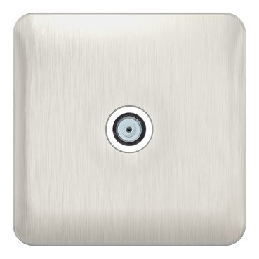 GGBL7030WSSS_Face_369 SCHNEIDER GGBL7030WSSS-Lisse - Satellite Socket F Type - 1 gang Stainless Steel with White Interior - Image 1