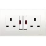 Schneider electric Vivace KB25LDN - 13A 250V Twin Gang Double Pole Large Dolly Switched Socket with Neon