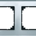MERTEN 489260-M-PLAN REAL GLASS FRAME 2 GANG DIAMOND SILVER
