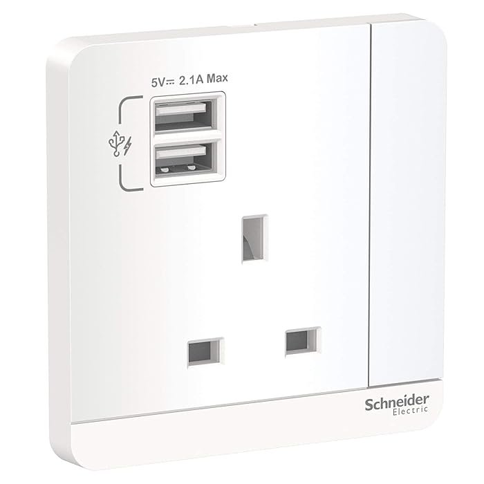51y2dJgr6dL.SS700 SCHNEIDER E8315USB_WE-AvatarOn, 2 USB charger + switched socket, 3P,13A - Image 1