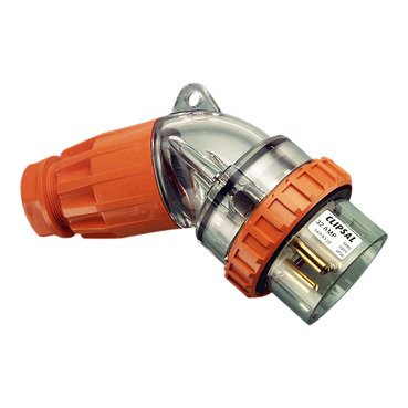 C0000384_369 CLIPSAL 56PA532_EO-56 Series Angled Plug IP66, 500V 32A - 5 Round Pins | Electric Orange - Image 1