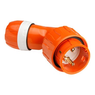 C0002488_369 CLIPSAL 56PA332_EO- 56 Series Angled Plug IP66, 250V 32A - 3 Round Pins | Electric Orange - Image 1