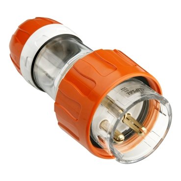 C0002558_AI-improved_2024_369 CLIPSAL 56P320_EO-56 Series Straight Plug IP66, 250V 20A - 3 Round Pins | Electric Orange - Image 1