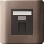 SCHNEIDER E8431RJS4_SZ-1 Gang Telephone Socket on Shuttered Wallplate, Sliver Bronze