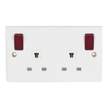 GU3034-01_369 Schneider electric Ultimate Slimline - switched socket - 2P - 2 gangs - white GU3034 - Image 1