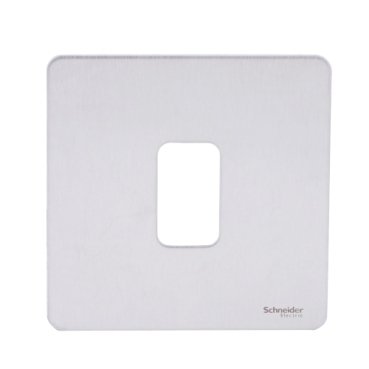 GUGS01GSS_IOP-front_WD_369 Schneider electric - Ultimate - screwless plate Grid system - 1 gang - stainless steel GUGS01GSS - Image 1
