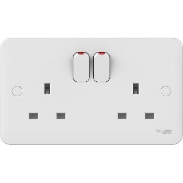 P144973_369 Schneider Electric - Lisse - Switched Socket - without instructions - 13 A - 230 V - 2 gangs-white GGBL3020NIS - Image 1