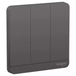 SCHNEIDER E8333L2_DG-AvatarOn, 3 switches, 16AX, 250V, 2 way, Dark Grey