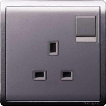 E8215_LS_369-1.jpg Schneider Pieno - 13A 250V 1Gang switched socket,Lavender Silver - Image 1