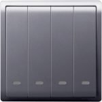 SCHNEIDER E8234L1F_LS-10AX 250V 4Gang 1way switched with Fluorescent Locator,Lavender Silver