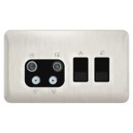 Schneider Lisse - Data - TV/FM/2xSAT & 1 gang RJ45 Cat 5 & 1 gang RJ11/12 Stainless Steel - GGBL707445511BSSS