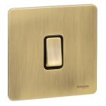 Schneider electric Ultimate Screwless flat plate - rocker plate switch - 1 gang - antique brass GU1412BAB