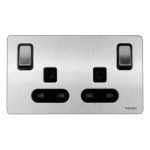 SCHNEIDER GU3434BSS - electric Ultimate Screwless flat plate - switched socket - 2P 2 gangs stainless steel