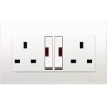 Schneider electric Vivace KB25LDN - 13A 250V Twin Gang Double Pole Large Dolly Switched Socket with Neon