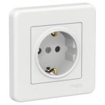 SCHNEIDER LNA2900221 -Leona single socket outlet with side earth 16A shutters white