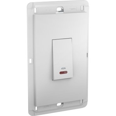 MGU5.257.18_369.jpg SCHNEIDER MGU5.257.18-Unica - switch + neon lamp - 2-pole 1-way - 45 A 250 V AC - 2 gangs - white - Image 1