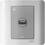 SCHNEIDER E8431USB_SA-Zencelo - 1 X 2.1A Usb Charger - Silver Satin